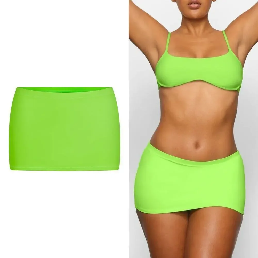 SKIMS Recycled Swim Skirt Micro Mini Neon Green NWT Size 4X